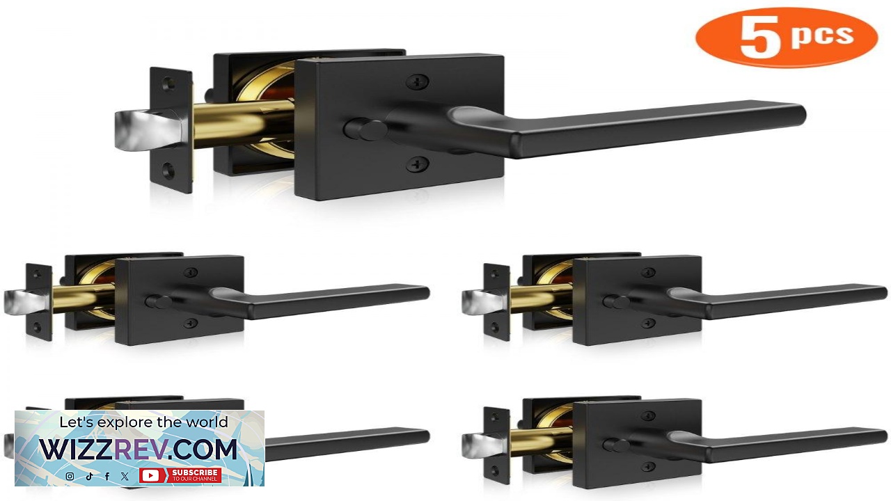 Thumbnail for VEVOR Privacy Door Handle 5 Pack Matte Black Door Lever Right or Left