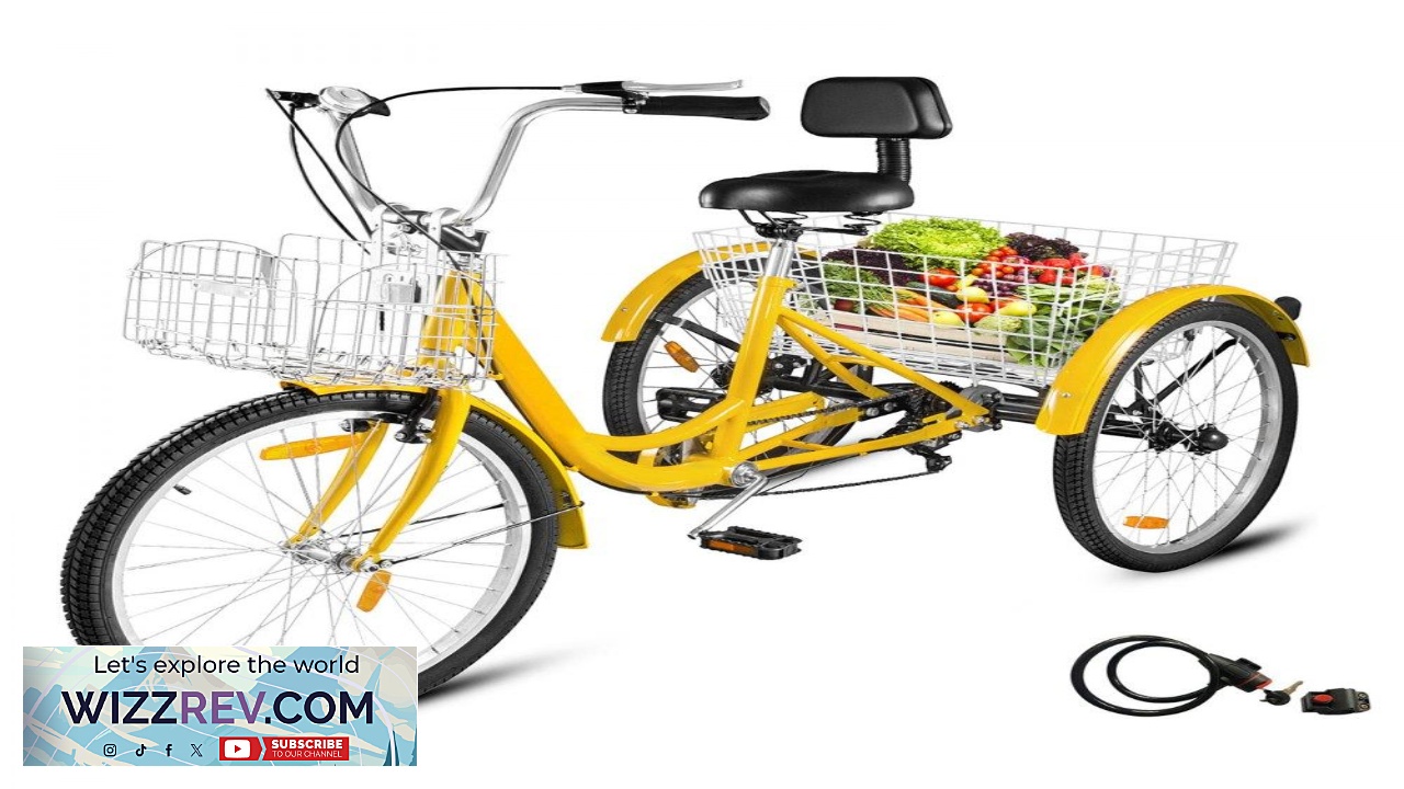 Thumbnail for 24" Adult Tricycle 3 Wheel 7 Speed Bicycle Trike Double Basket 330LBS Bike