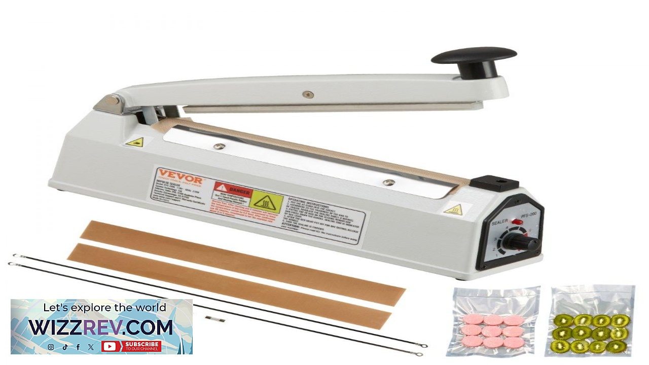 Thumbnail for VEVOR Impulse Sealer 8 inch Manual Heat Sealing Machine with Adjustable Heating