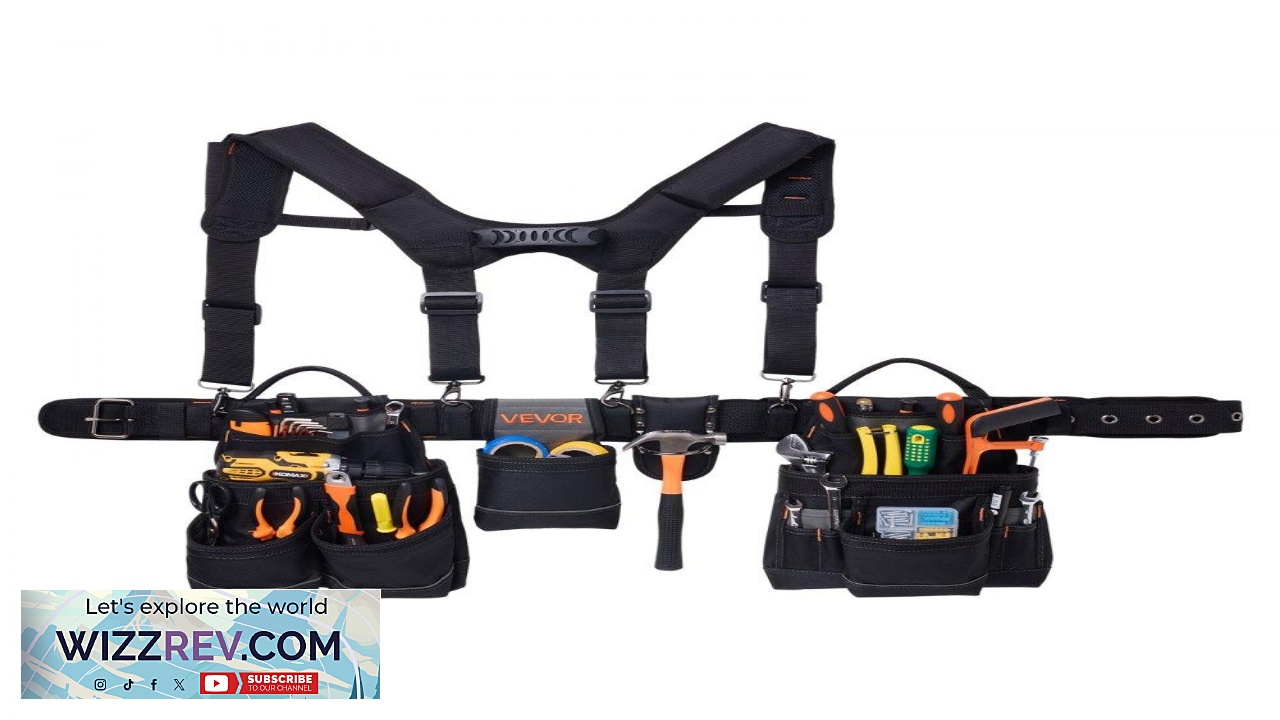 Thumbnail for VEVOR Tool Work Belt 19 Pockets Fits Waist 3151 in.