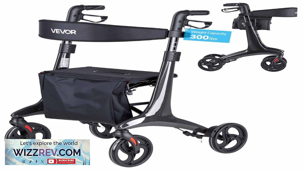 Thumbnail for VEVOR Rollator Walker with Seat for Seniors Foldable Lightweight Rolling Walker Carbon