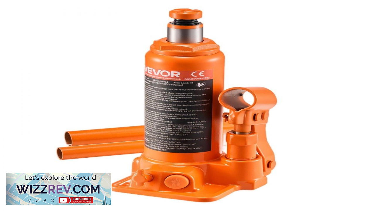 Thumbnail for VEVOR 4 Ton Hydraulic Bottle Jack 7.3 13.8 in. 8818.4 lb