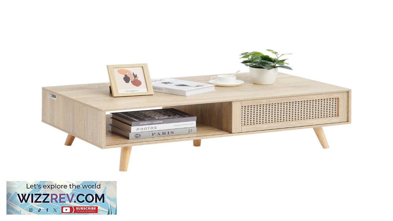 Thumbnail for VEVOR Boho Coffee Table Rattan Wood Living Room Table