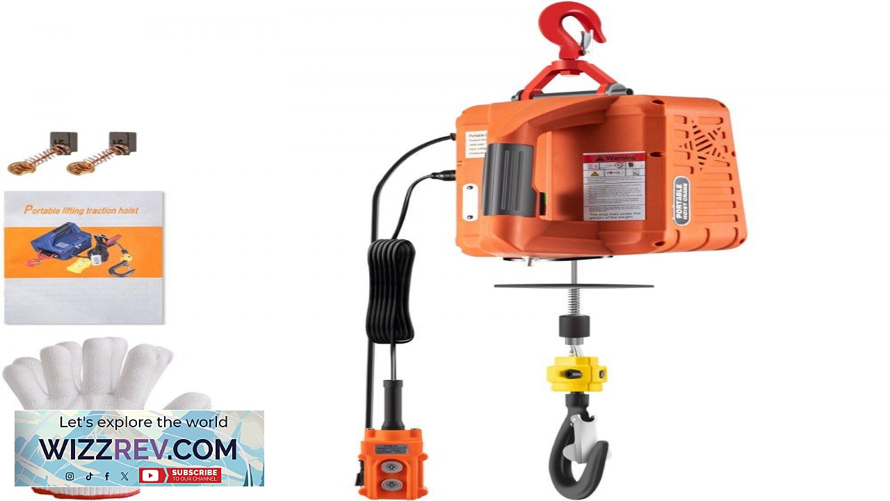 Thumbnail for VEVOR Electric Hoist Winch 1500W 110V Portable Winch Crane with 1100lbs Lift