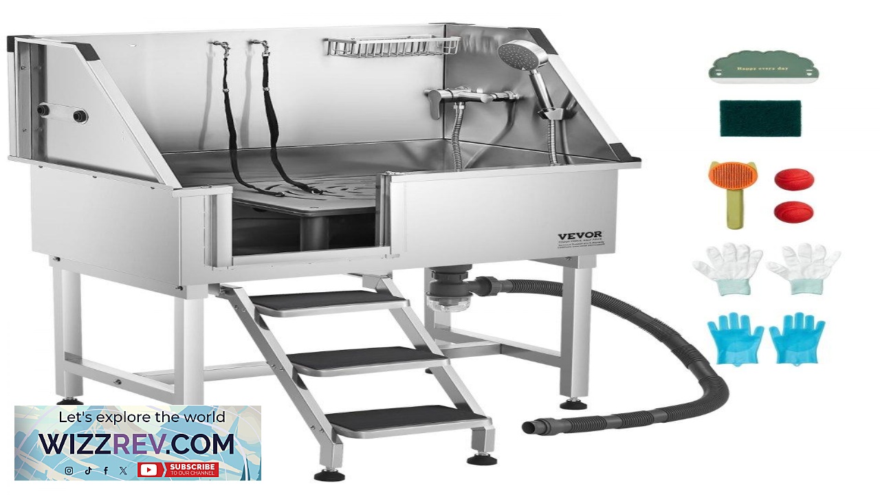Thumbnail for VEVOR Pet Grooming Bath Tub 38" Stainless Steel 220 lbs