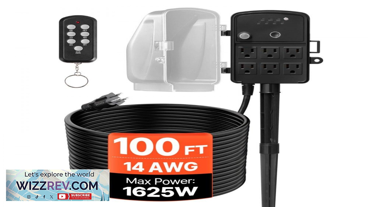 Thumbnail for VEVOR Outdoor Power Strip with Remote  6 Outlets 100 ft