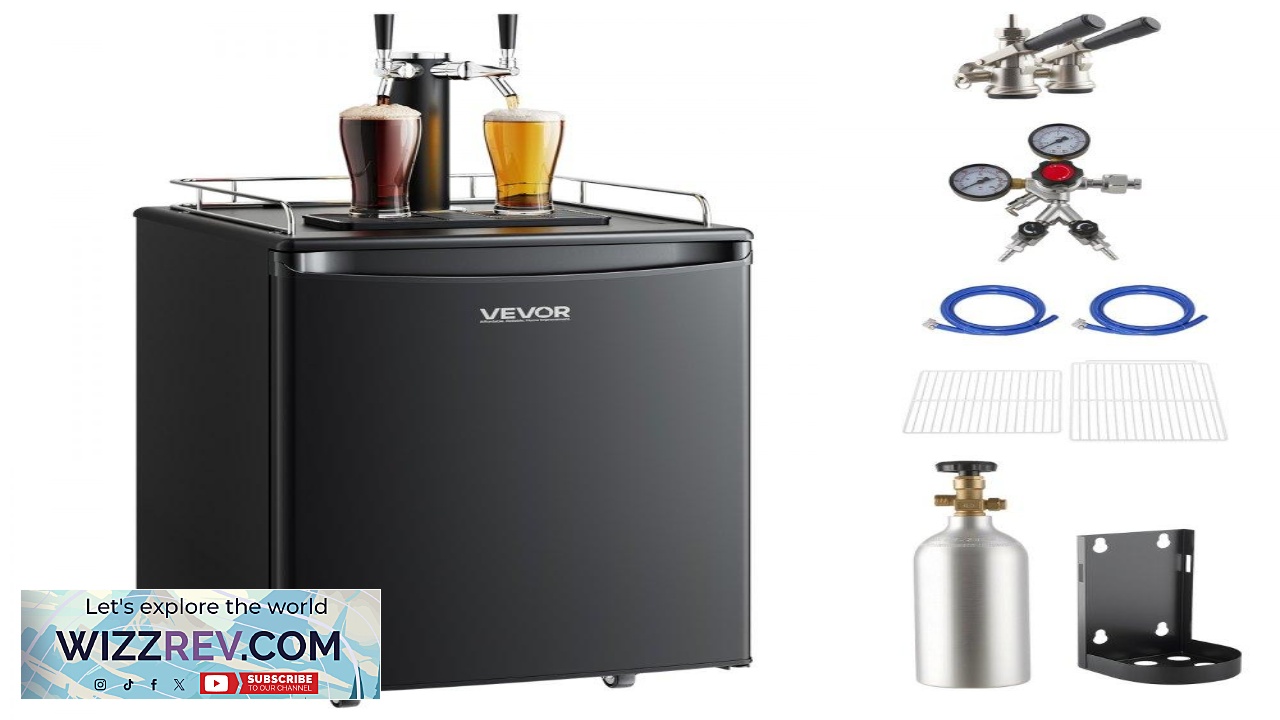 Thumbnail for VEVOR Beer Kegerator Dual Tap Draft Beer Dispenser Full Size Keg Refrigerator