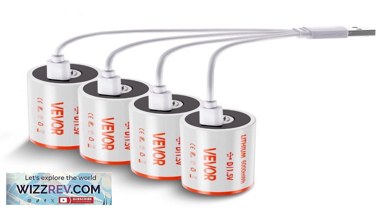 Thumbnail for VEVOR Rechargeable Lithium D Batteries Fast USB C Charging