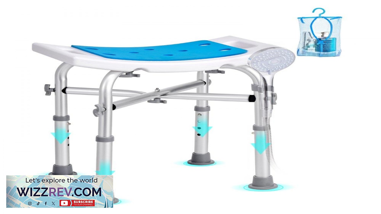 Thumbnail for VEVOR Shower Chair for Inside Shower Adjustable Height Shower Stool with Crossbar