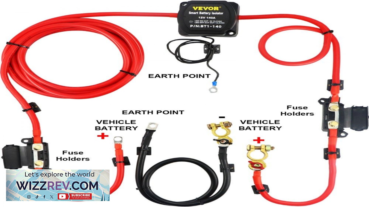 Thumbnail for VEVOR Dual Battery Isolation Kit 6m 12V Auto Split Charge Relay System