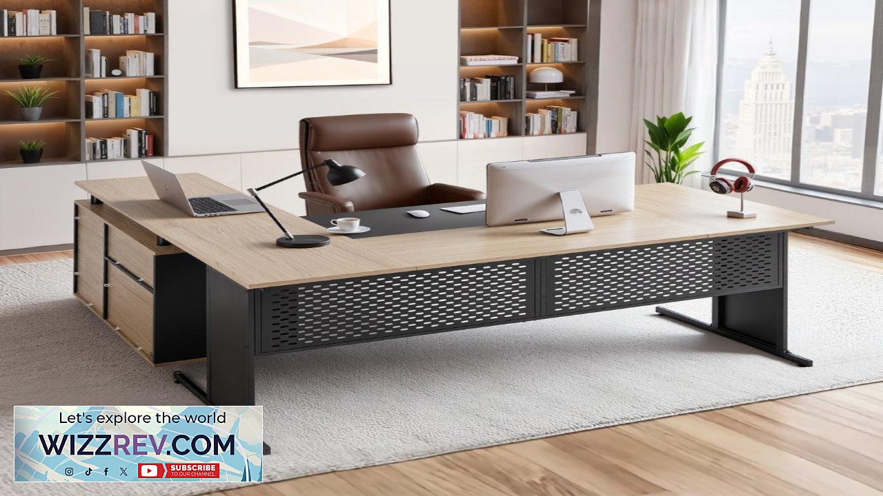 Thumbnail for VEVOR L Shaped Executive Office Desk  350 Lbs Drawers