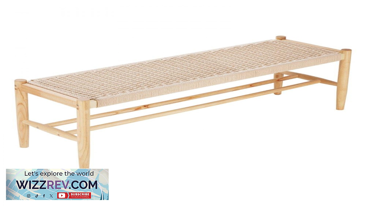 Thumbnail for VEVOR Rattan Wood Bench 47.6 Inch 250 Lbs Capacity
