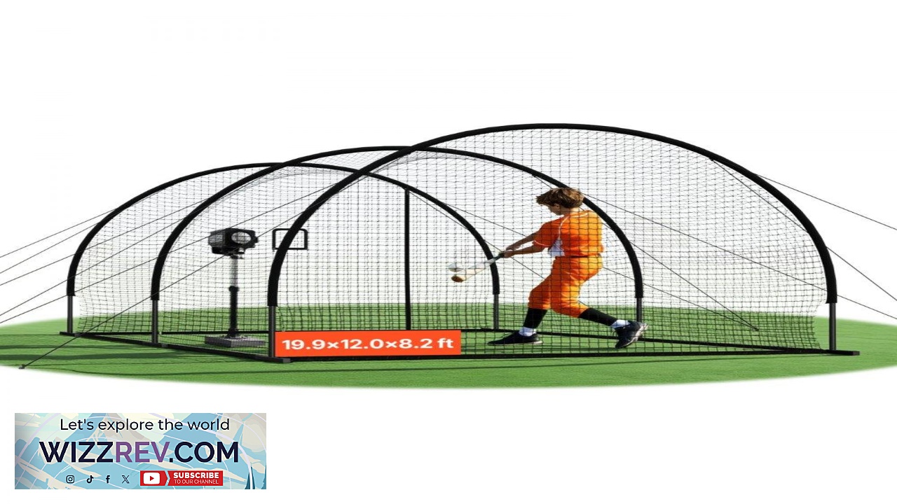 Thumbnail for VEVOR Baseball Batting Cage 19.9 x 12.0 x 8.2 FT Freestanding Portable