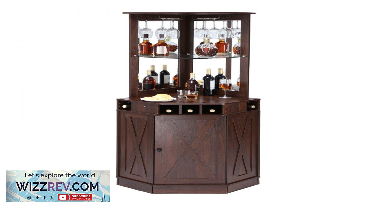 Thumbnail for VEVOR Corner Industrial Bar Cabinet Wine Table for Liquor & Glasses Sideboard