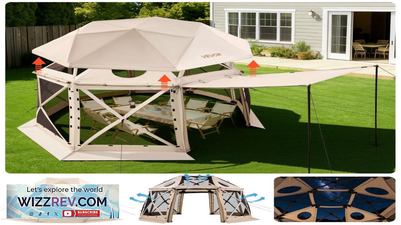 Thumbnail for VEVOR Gazebo Screen Tent  12 x 12 ft 13 Sided Shelter
