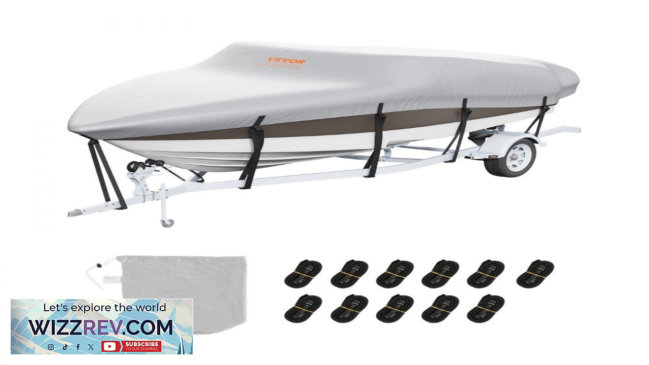 Thumbnail for VEVOR Boat Cover 14' 16' Trailerable Waterproof Boat Cover 600D Marine Grade PU