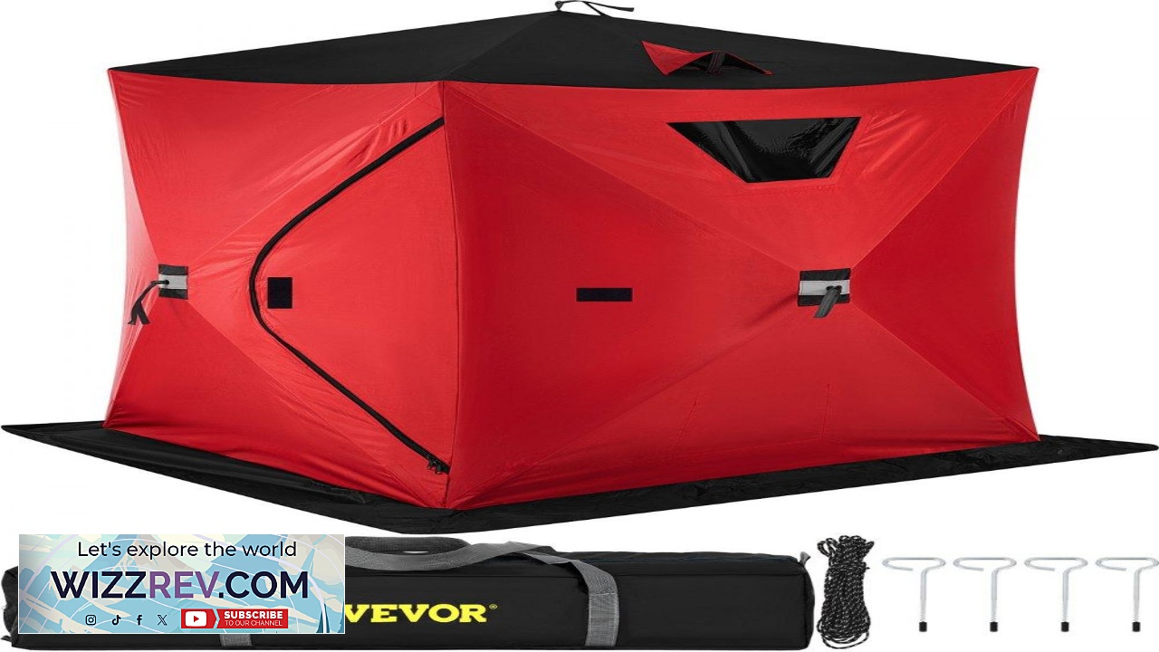 Thumbnail for VEVOR 2 3 Person Ice Fishing Shelter Tent 300D Oxford Fabric Portable Ice