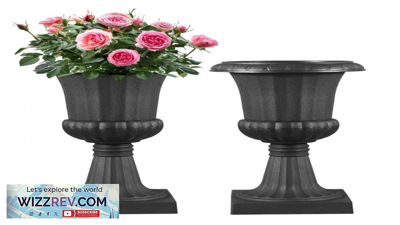 Thumbnail for VEVOR Black Urns for Plants 9.8"x16.5" 2 Pack PP Plastic