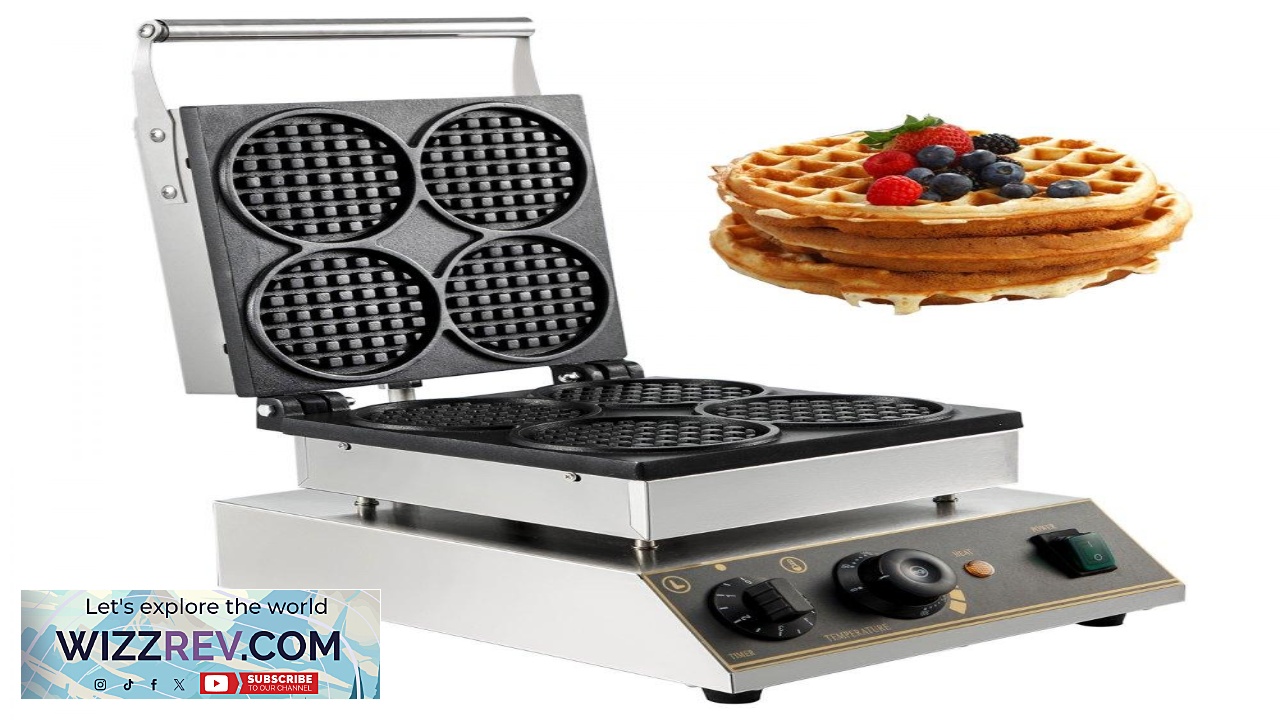 Thumbnail for Commercial Electric Mini Round Waffle Maker Baker Tea Shop 1750w Thick Handles