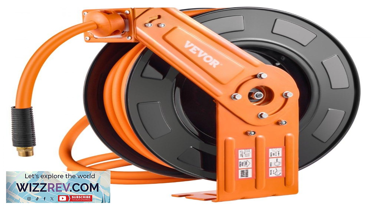 Thumbnail for VEVOR 50 FT Retractable Air Hose Reel  1 2" Hybrid 300 PSI
