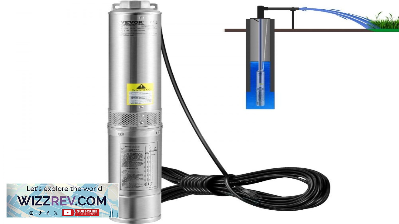 Thumbnail for VEVOR Deep Well Submersible Pump 1HP 115V 60Hz 37gpm Flow 207ft Head