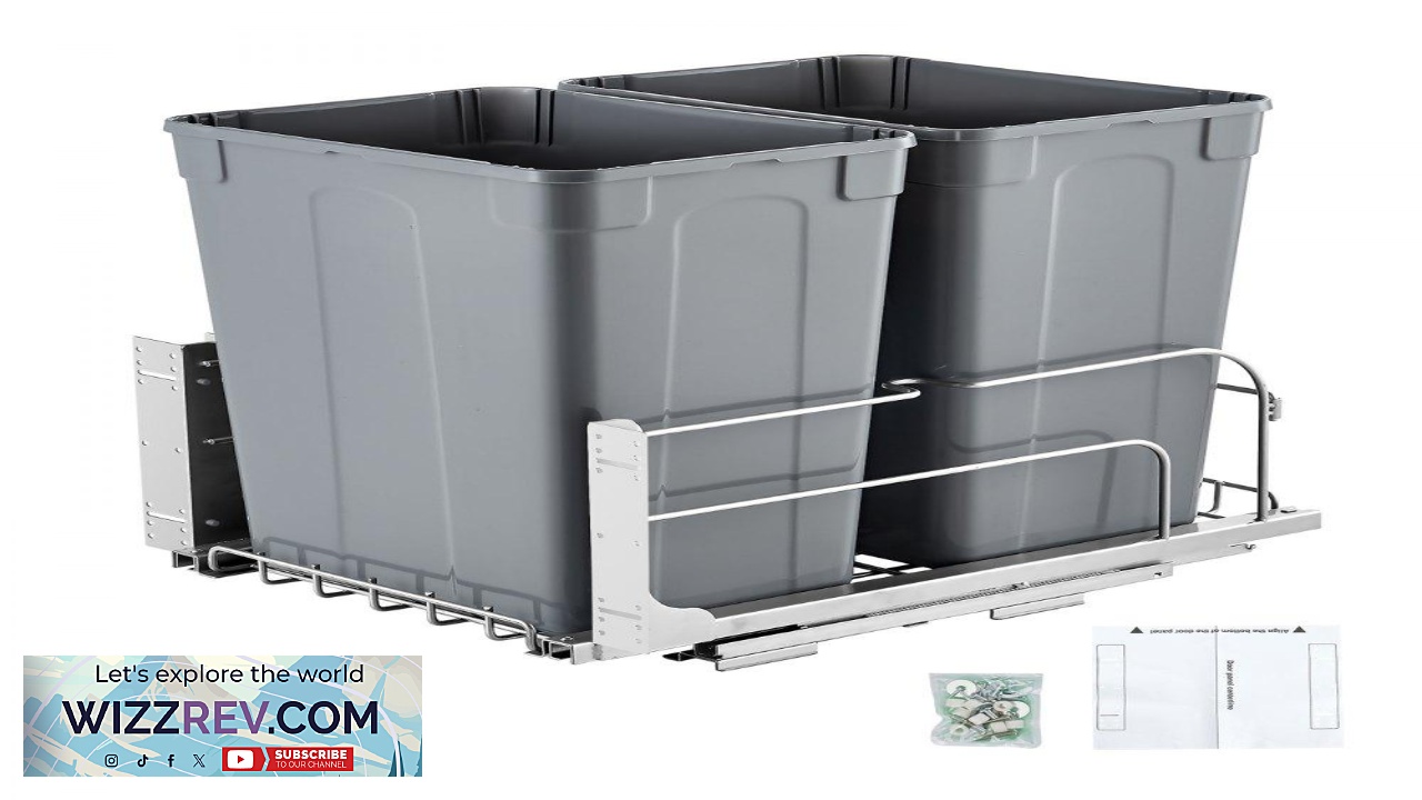 Thumbnail for Double Pullout Waste Container Kitchen Trash Can with Soft Close Grey 35QTx2