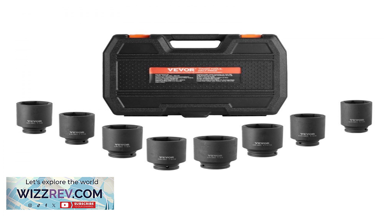 Thumbnail for VEVOR Axle Nut Socket Set  8 SAE 1  1 2" Drive