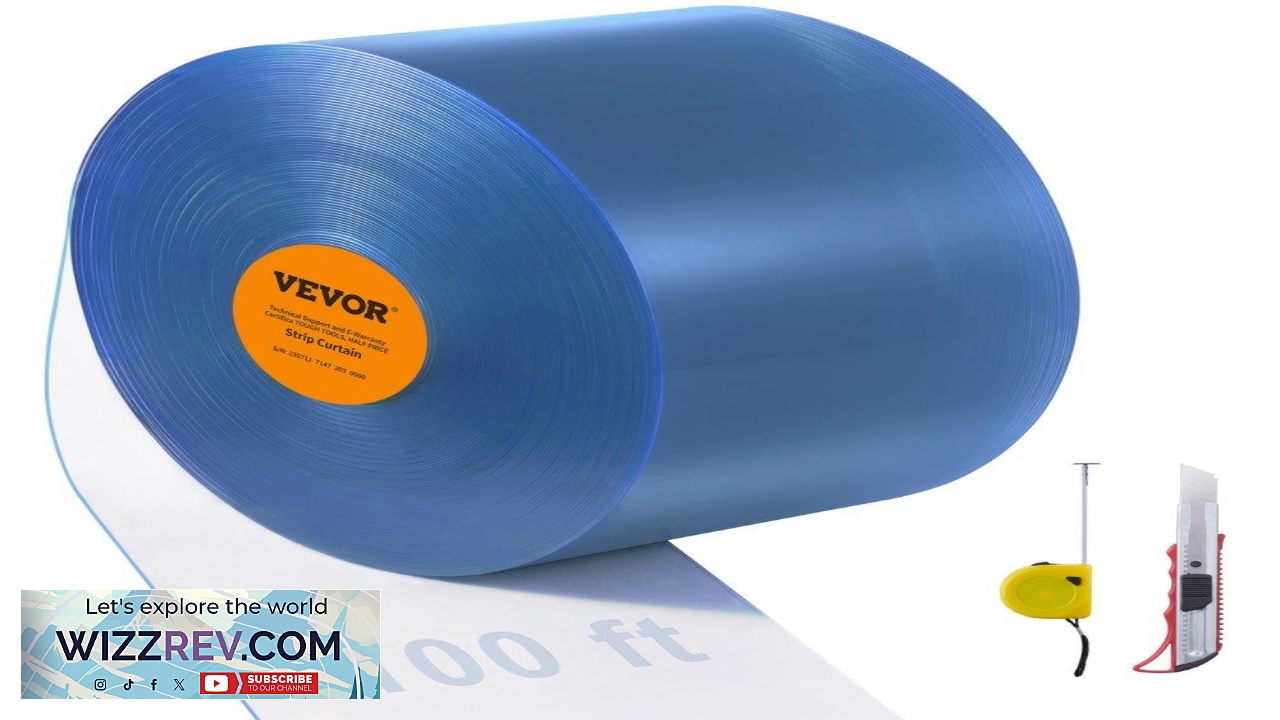 Thumbnail for VEVOR Strip Curtain 100' Length 12" Width 0.12" Thickness Clear Smooth Plastic