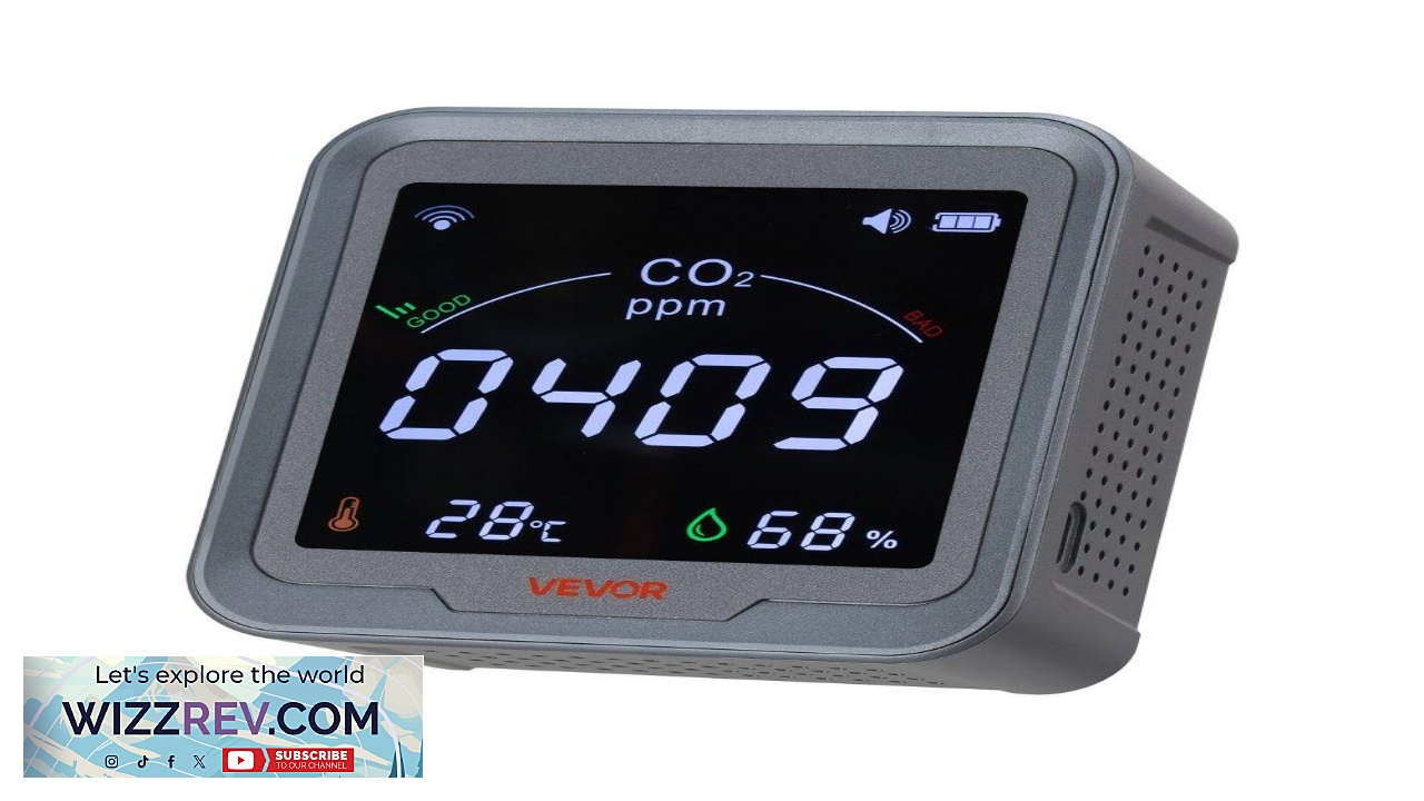 Thumbnail for VEVOR CO2 Monitor for Home  4005000ppm 2000mAh Battery