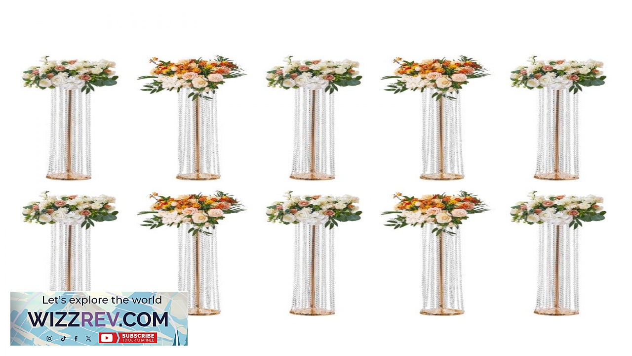 Thumbnail for VEVOR 10PCS 35.43inchTall Crystal Wedding Flowers Stand Luxurious Centerpieces Flower Vases