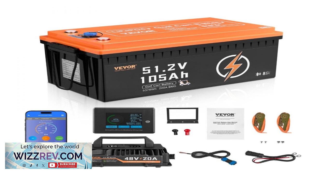 Thumbnail for VEVOR 48 Volt Golf Cart Battery  105Ah 4000 Cycles 20A