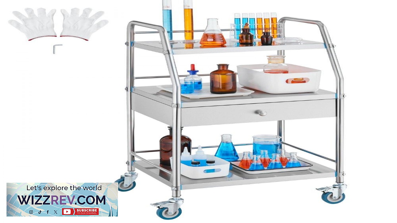 Thumbnail for VEVOR Laboratory Cart Durable Stainless Steel Storage