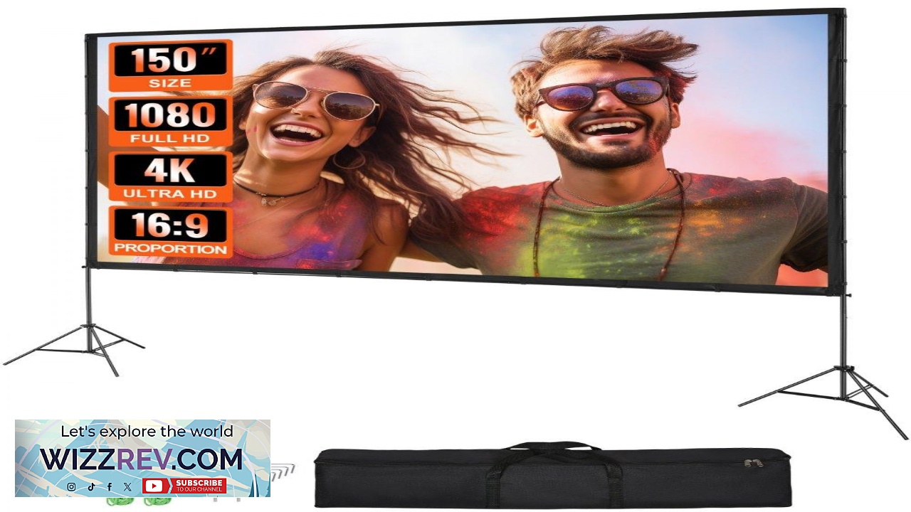 Thumbnail for VEVOR Projector Screen with Stand 150 inch 16:9 4K 1080 HD Outdoor