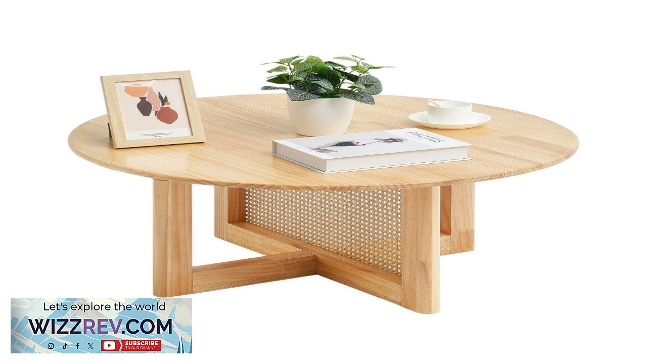 Thumbnail for VEVOR Boho Round Coffee Table Stylish Rattan Wood Accent
