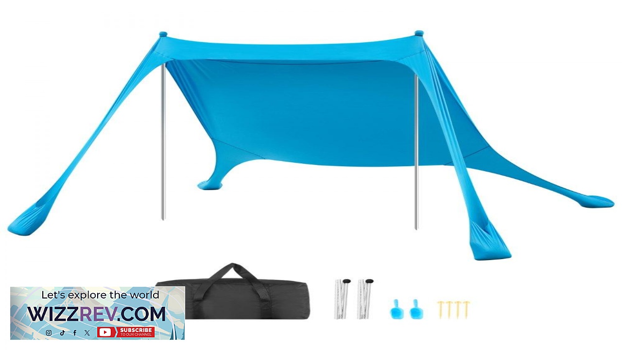 Thumbnail for VEVOR Beach Tent Sun Shelter UPF50+ Sun Protection 6.6 ft Tall 7.5x7.5