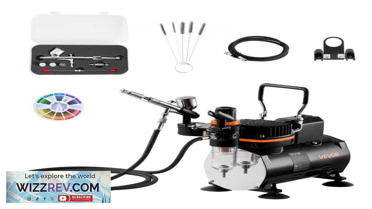 Thumbnail for VEVOR Airbrush Kit With Air Compressor  1 6 HP 3 Tips