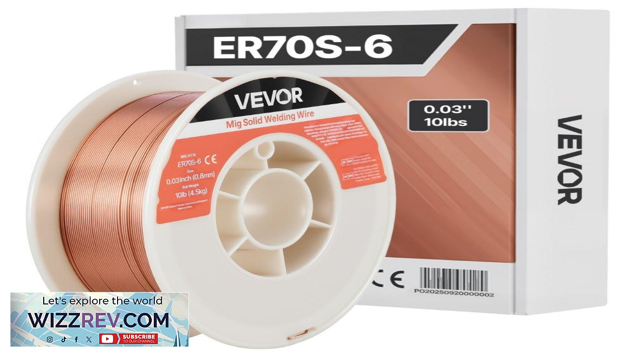Thumbnail for VEVOR Solid MIG Welding Wire ER70S 6 0.03 inch 10 LBS Low Spatter Mild