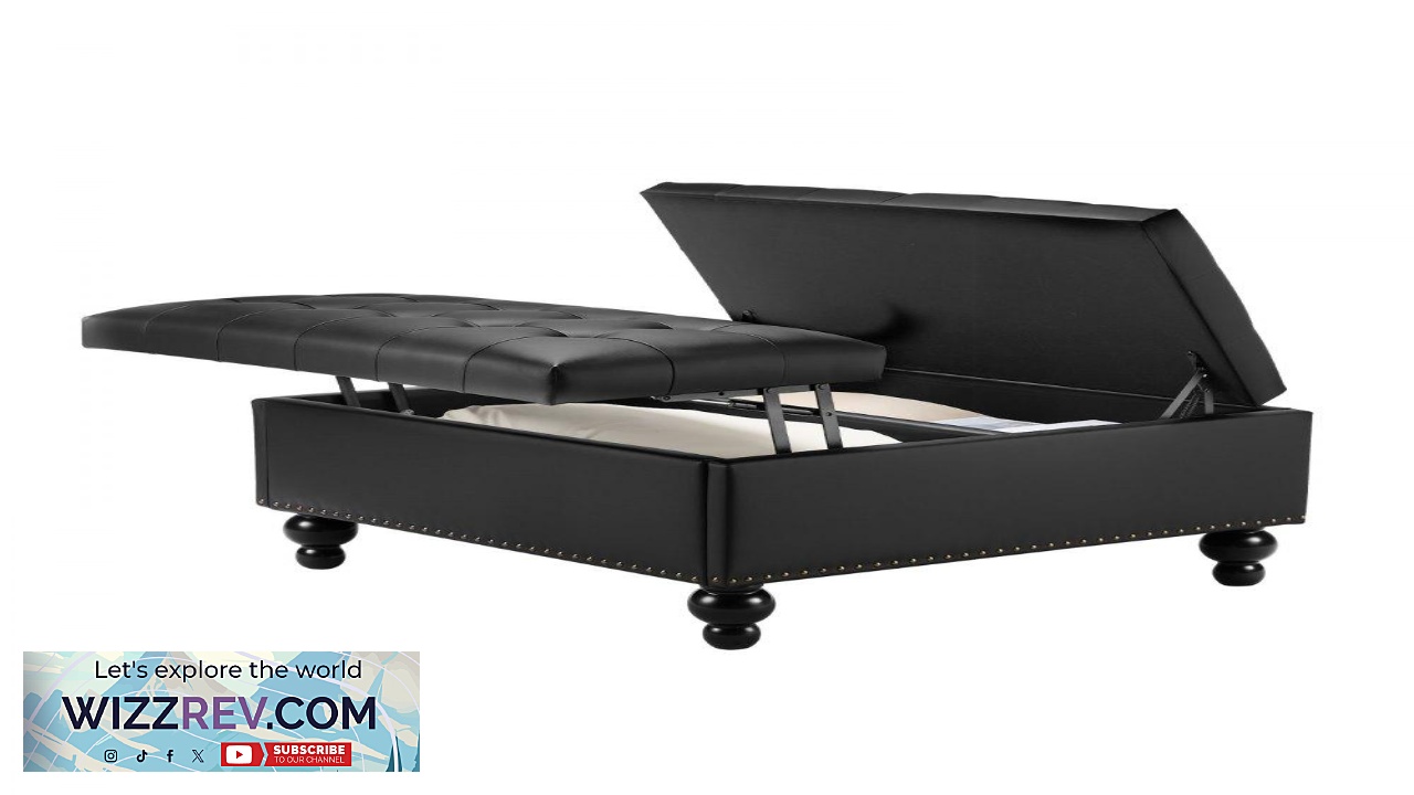 Thumbnail for VEVOR Leather Square Ottoman with Storage 34" Lift Top