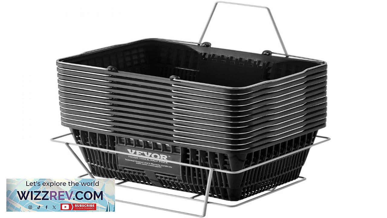 Thumbnail for VEVOR Shopping Basket Set of 12 21L Durable Plastic Grocery Basket