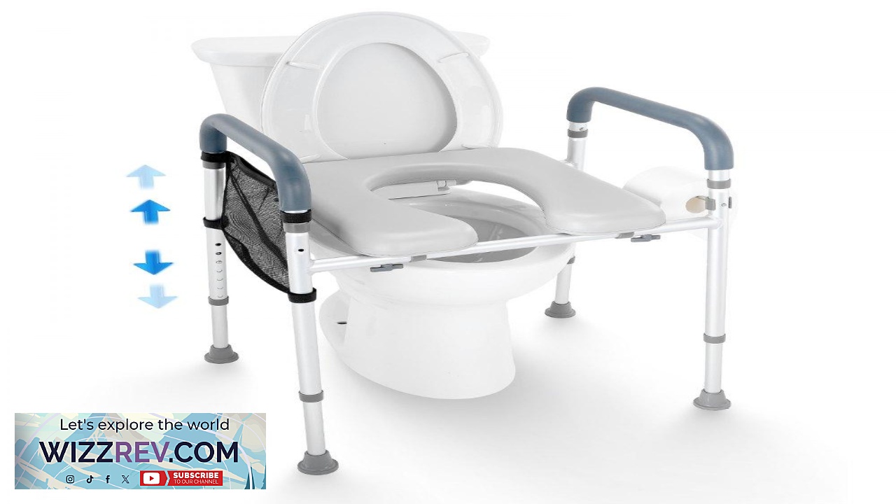 Thumbnail for VEVOR Raised Toilet Seat 7 Position Height Adjustment 19.3" 25.2" 350lbs Weight