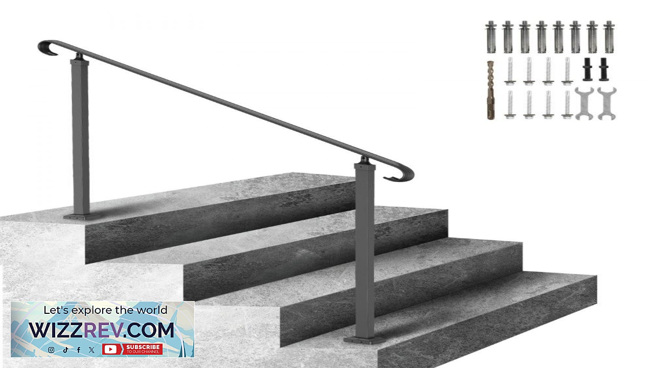Thumbnail for VEVOR Handrails for Outdoor Steps Fit 3 5 Steps Outdoor Stair Railing Wrought