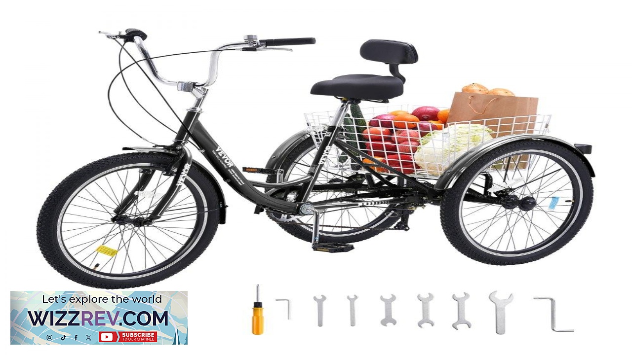 Thumbnail for VEVOR Adult Tricycles Bike 7 Speed Adult Trikes 26 Inch Three Wheeled Bicycles