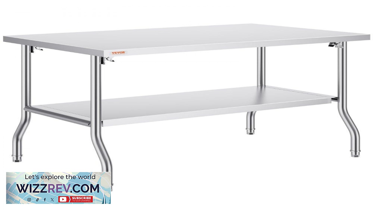 Thumbnail for VEVOR Folding Commercial Prep Table 48 x 30 Inch Commercial Worktable Workstation