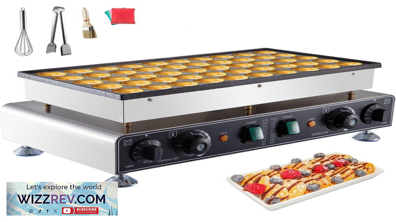 Thumbnail for VEVOR 110V Mini Dutch Pancake Baker 50PCS 1700W Commercial Electric Nonstick Waffle