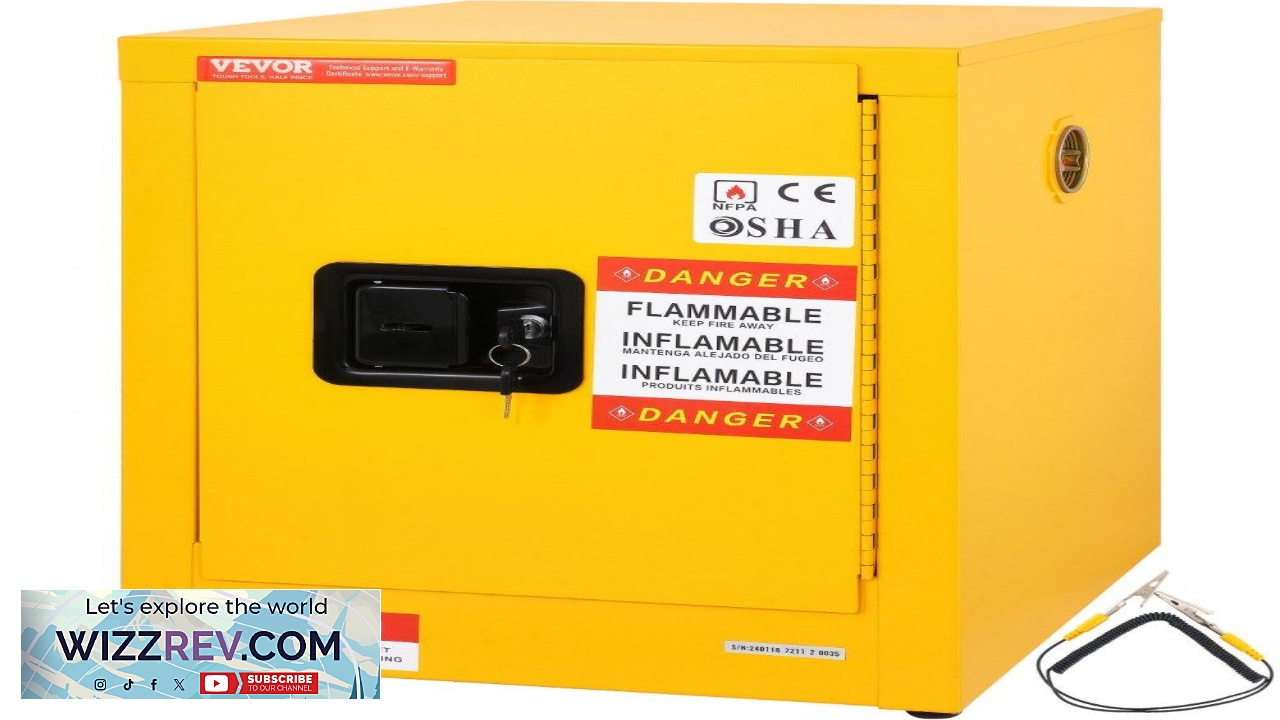 Thumbnail for VEVOR Flammable Safety Cabinet 12 Gal Cold Rolled Steel Flammable Liquid Storage Cabinet