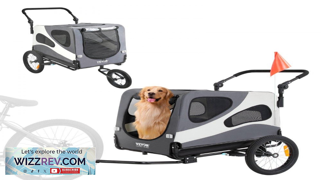 Thumbnail for VEVOR Dog Bike Trailer Supports up to 100 lbs 2 in 1 Pet Stroller