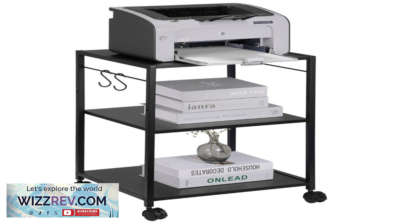 Thumbnail for VEVOR Printer Stand Height Adjustable 3 Tier Printer Stand Printer Cart
