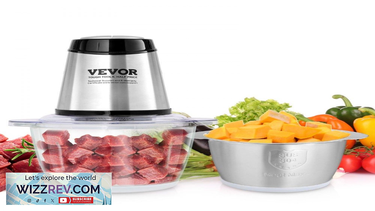 Thumbnail for VEVOR Food Processor Electric Meat Grinder with 4 Wing Stainless Steel Blades 8