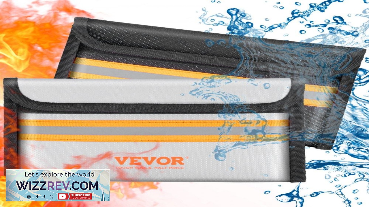 Thumbnail for VEVOR Fireproof Document Bag 2 pcs 8"x5" Fireproof Money Bag 2000 Fireproof