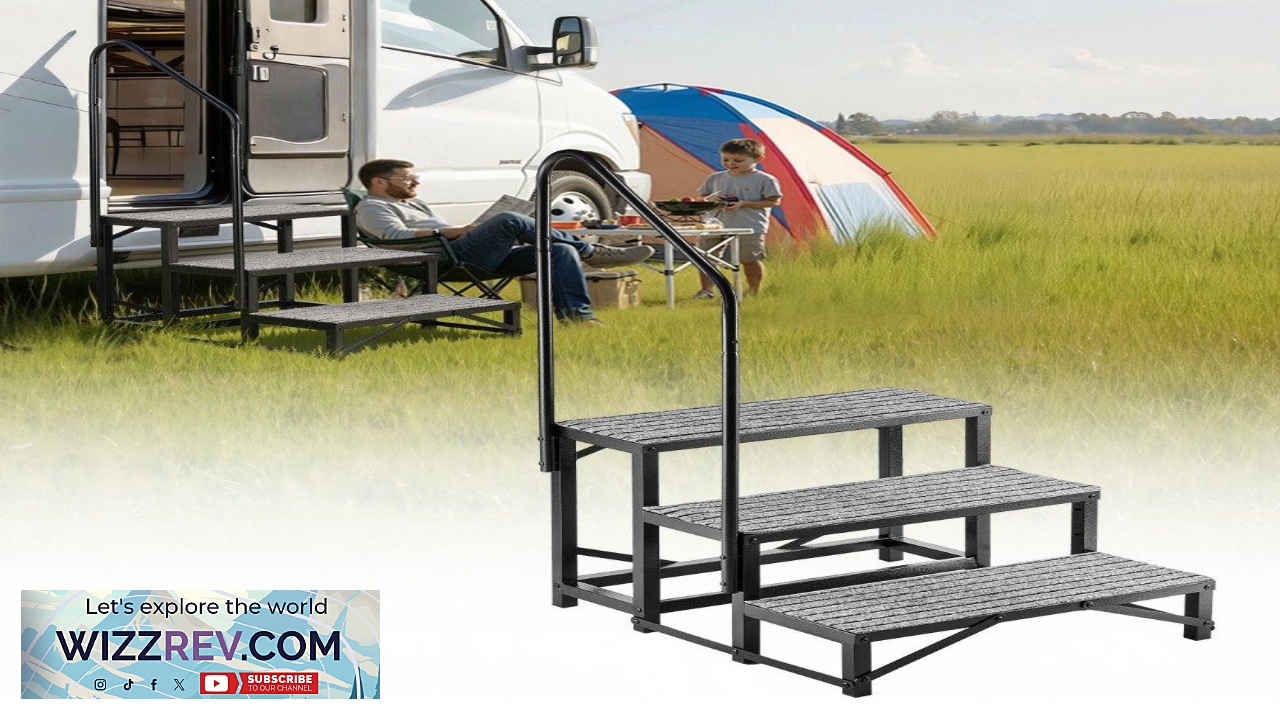 Thumbnail for VEVOR RV Steps with Handrail 3 Steps 660 lbs Load Capacity Heavy